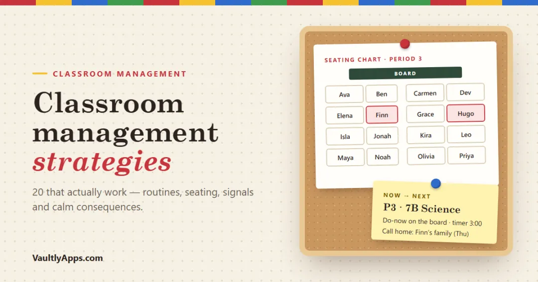 Classroom management strategies: a seating chart, a bell schedule and a calm, planned week