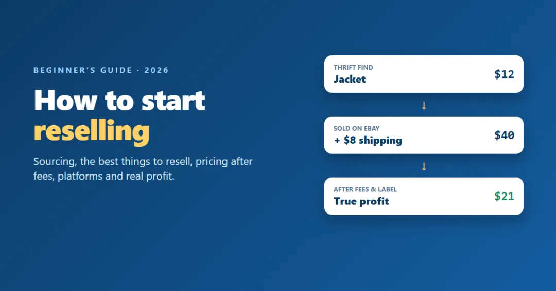How to start reselling — a thrift find turned into a listed item with its real profit after fees
