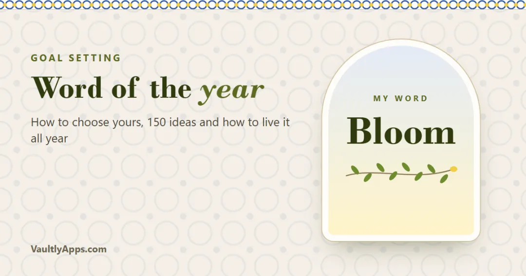 Word of the year — one word written on a tile with a lemon branch