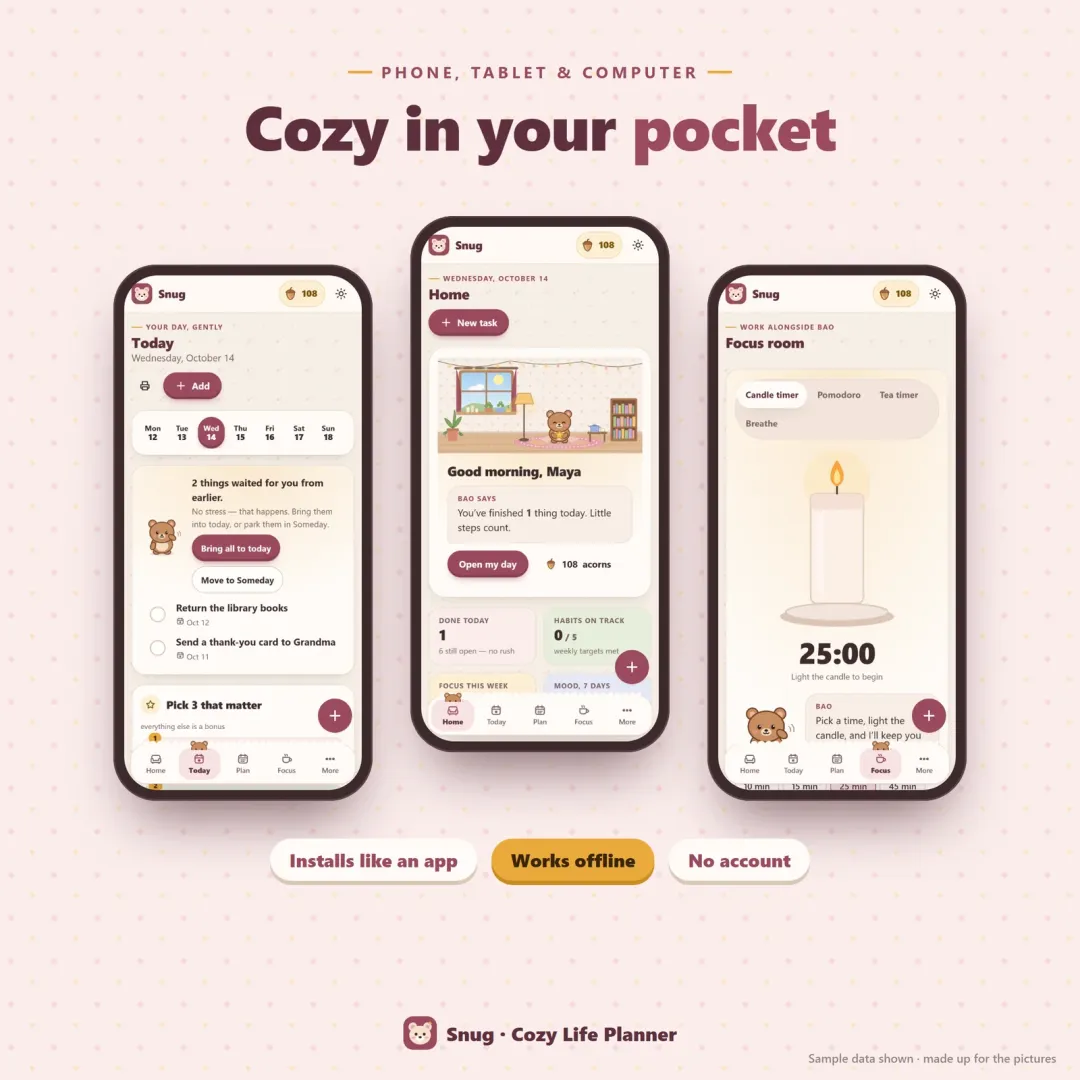 Snug on a phone — Today, Home and the focus room
