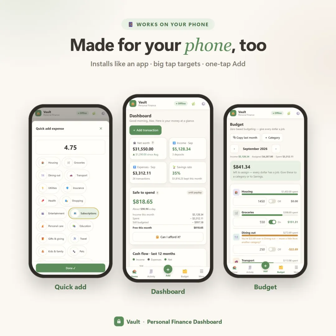 Vault on a phone screen